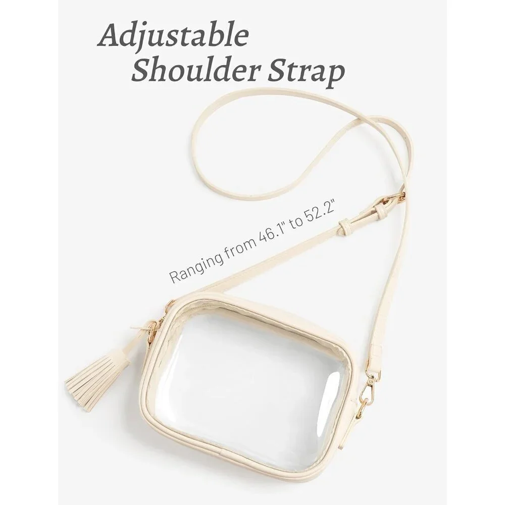 Clear Crossbody Bag PVC Small Stadium Approved Water-Resistant Women